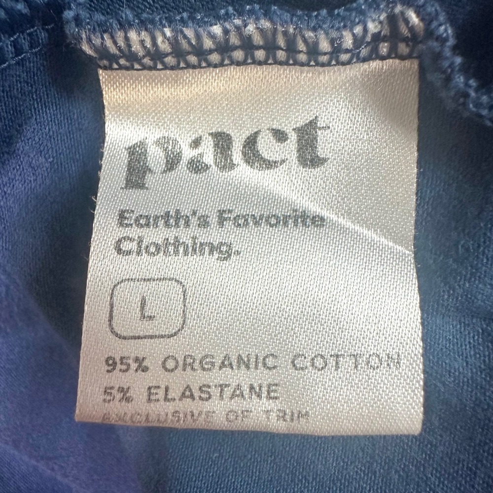 PACT Organic Cotton Blue Floral Fit & Flare Scoop Midi Dress Women's L Pockets - Picture 6 of 6